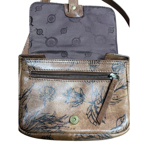Born Brown Whimsical Festival Floral Print Leather Crossbody Purse - Picture 4 of 6